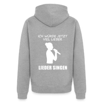 Prefer to sing music now - Unisex Premium Organic Zip Hoodie - heather grey - Back - Nico (187cm)