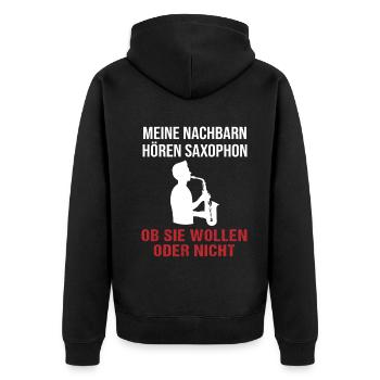 Voisins Saxophone écoute Fun - Cadeau - Veste à capuche bio Premium Unisexe - noir - Dos - Nico (187cm)