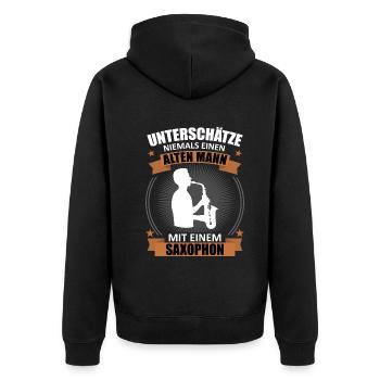 Alto, Wise, Saxophone – Inégalé - Veste à capuche bio Premium Unisexe - noir - Dos - Nico (187cm)