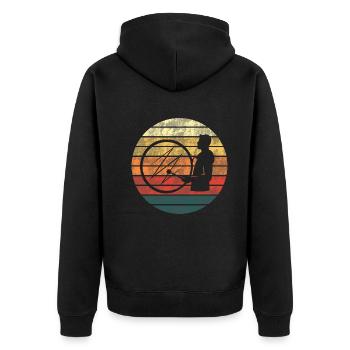 Batteur au coucher du soleil – Rhythm Soul - Veste à capuche bio Premium Unisexe - noir - Dos - Nico (187cm)