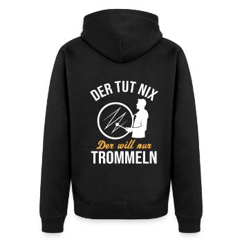 Harmless Drummer Drums Humor - Unisex Premium Organic Zip Hoodie - black - Back - Nico (187cm)