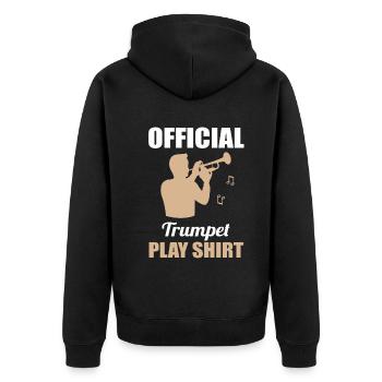 Trompete Spielshirt – Dein Musiker-Dress - Unisex Premium Bio Zip Hoodie - Schwarz - Hinten - Nico (187cm)