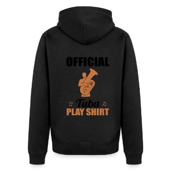 Offizielles Tuba Spielshirt Musikliebe - Unisex Premium Bio Zip Hoodie - Schwarz - Hinten - Nico (187cm)