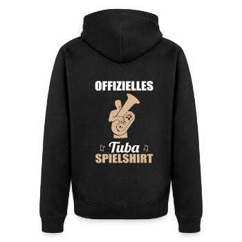 Offizielles Tuba Spielshirt Musikliebe - Unisex Premium Bio Zip Hoodie - Schwarz - Hinten - Nico (187cm)