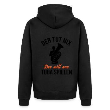 Harmloser Tuba Spieler Musikfan Geschenk - Unisex Premium Bio Zip Hoodie - Schwarz - Hinten - Nico (187cm)