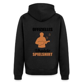 Offizielles Ukulele Spielshirt Melodie - Unisex Premium Bio Zip Hoodie - Schwarz - Hinten - Nico (187cm)