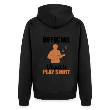 Offizielles Ukulele Spielshirt Melodie - Unisex Premium Bio Zip Hoodie - Schwarz - Hinten - Nico (187cm)