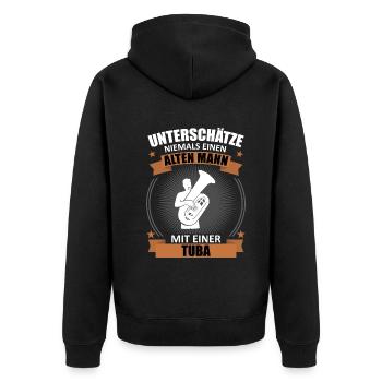 Old Man Master Tuba Honorary Gift - Unisex Premium Organic Zip Hoodie - black - Back - Nico (187cm)