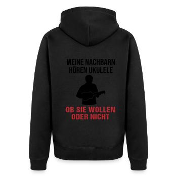 Ukulele Klang Nachbarns Freude Geschenk - Unisex Premium Bio Zip Hoodie - Schwarz - Hinten - Nico (187cm)