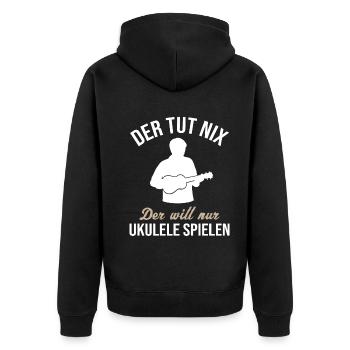 Innocent joueur de ukulélé cadeau amusant - Veste à capuche bio Premium Unisexe - noir - Dos - Nico (187cm)