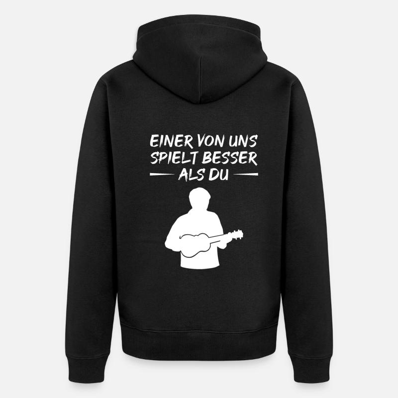 Challenging Ukulele Playing Art - Unisex Premium Organic Zip Hoodie - black