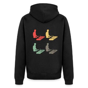 Bunte Rhythmen Xylophon Virtuose Geschenk - Unisex Premium Bio Zip Hoodie - Schwarz - Hinten - Nico (187cm)