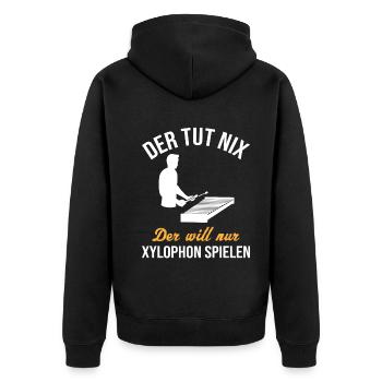 The Xylophone Player – Harmless, Humorous - Unisex Premium Organic Zip Hoodie - black - Back - Nico (187cm)