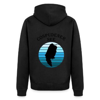 Lac Cospuden de Tranquillité Blue Shine - Veste à capuche bio Premium Unisexe - noir - Dos - Nico (187cm)