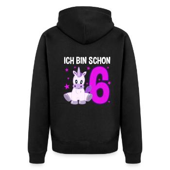 Unicorn Birthday 6 Years of Magic - Unisex Premium Organic Zip Hoodie - black - Back - Nico (187cm)