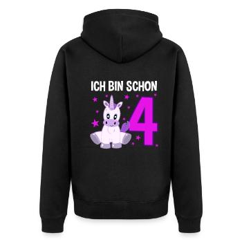 Unicorn Glitter Party 4 Years of Magic - Unisex Premium Organic Zip Hoodie - black - Back - Nico (187cm)