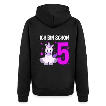 Einhorn 5. Geburtstag Sternenfest - Unisex Premium Bio Zip Hoodie - Schwarz - Hinten - Nico (187cm)