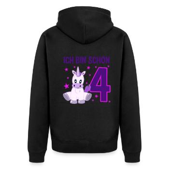 Unicorn Glitter Party 4 Years of Magic - Unisex Premium Organic Zip Hoodie - black - Back - Nico (187cm)