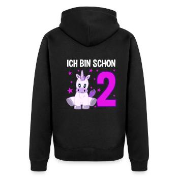 Zauberhaftes Einhorn 2 Jahre Fest - Unisex Premium Bio Zip Hoodie - Schwarz - Hinten - Nico (187cm)
