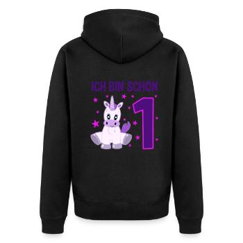 Einhorn Wunderland 1. Geburtstag - Unisex Premium Bio Zip Hoodie - Schwarz - Hinten - Nico (187cm)
