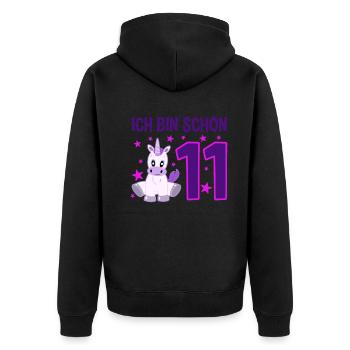 Einhornzauber 11 Jahre Glücksstern - Unisex Premium Bio Zip Hoodie - Schwarz - Hinten - Nico (187cm)