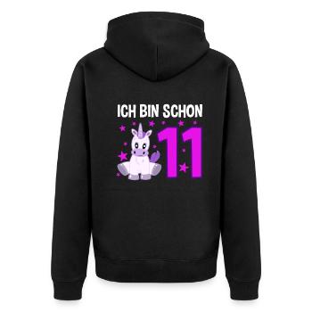 Einhornzauber 11 Jahre Glücksstern - Unisex Premium Bio Zip Hoodie - Schwarz - Hinten - Nico (187cm)