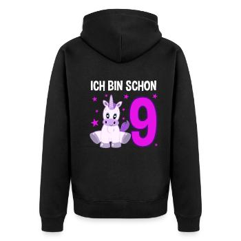 Einhorn Wunder 9 Jahre Geburtstagszauber - Unisex Premium Bio Zip Hoodie - Schwarz - Hinten - Nico (187cm)