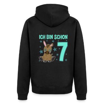 Seven Year Old Party Ass Lucky Charm - Unisex Premium Organic Zip Hoodie - black - Back - Nico (187cm)