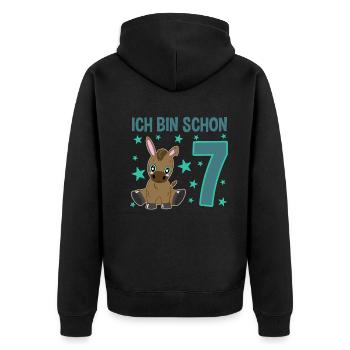 Seven Year Old Party Ass Lucky Charm - Unisex Premium Organic Zip Hoodie - black - Back - Nico (187cm)