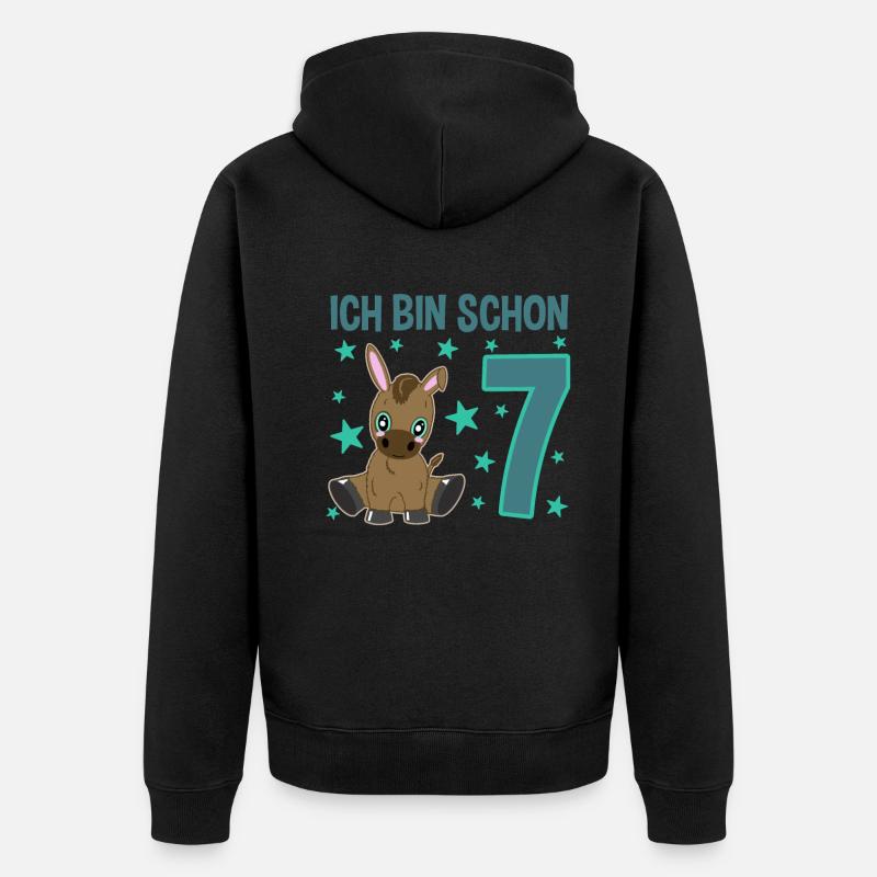 Siebenjährige Partyeselchen Glücksbringer - Unisex Premium Bio Zip Hoodie - undefined