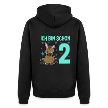 Zwei Jahre Alter Frecher Geburtstagsesel - Unisex Premium Bio Zip Hoodie - Schwarz - Hinten - Nico (187cm)