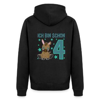 Four-year-old donkey: party and pure fun - Unisex Premium Organic Zip Hoodie - black - Back - Nico (187cm)