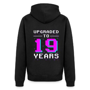 Gamer Jahrgang 19: Retro Spielmeister - Unisex Premium Bio Zip Hoodie - Schwarz - Hinten - Nico (187cm)
