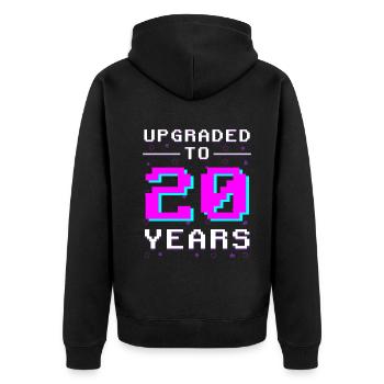 Two Decades Gamer: Retro Hero 20 - Unisex Premium Organic Zip Hoodie - black - Back - Nico (187cm)
