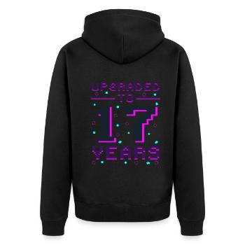 17 Years of Gamers: Retro Level-Up - Unisex Premium Organic Zip Hoodie - black - Back - Nico (187cm)