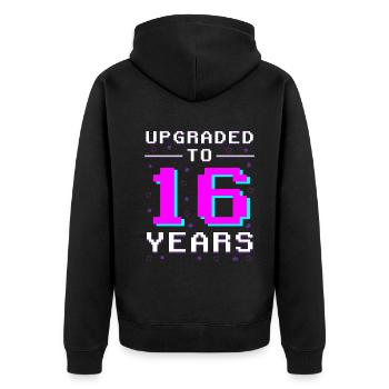 Sweet 16: Retro Gaming Legende - Unisex Premium Bio Zip Hoodie - Schwarz - Hinten - Nico (187cm)