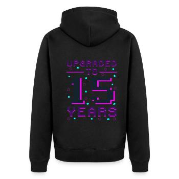15 years: Gamer Retro Champion - Unisex Premium Organic Zip Hoodie - black - Back - Nico (187cm)