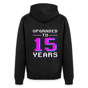 15 years: Gamer Retro Champion - Unisex Premium Organic Zip Hoodie - black - Back - Nico (187cm)