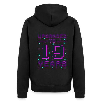 Gamer Jahrgang 19: Retro Spielmeister - Unisex Premium Bio Zip Hoodie - Schwarz - Hinten - Nico (187cm)