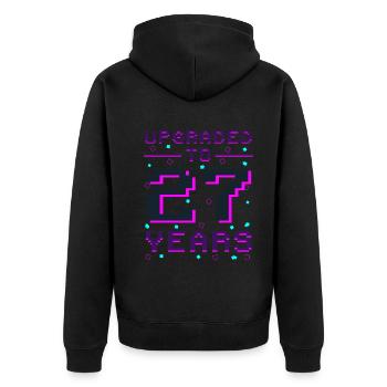 Gamer Jubiläum 27 Jahre Pixelstil - Unisex Premium Bio Zip Hoodie - Schwarz - Hinten - Nico (187cm)