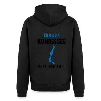 Königssee & 3 Freunde - Mehr nicht nötig! - Unisex Premium Bio Zip Hoodie - Schwarz - Hinten - Nico (187cm)