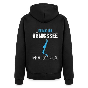 Königssee & 3 Freunde - Mehr nicht nötig! - Unisex Premium Bio Zip Hoodie - Schwarz - Hinten - Nico (187cm)