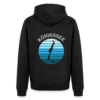 Königssee Kreisblick - Ruhe & Weite - Unisex Premium Bio Zip Hoodie - Schwarz - Hinten - Nico (187cm)