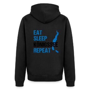 Königssee Routine - Manger, dormir, expérimenter - Veste à capuche bio Premium Unisexe - noir - Dos - Nico (187cm)