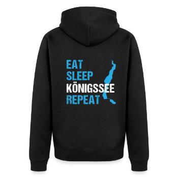Königssee Routine - Manger, dormir, expérimenter - Veste à capuche bio Premium Unisexe - noir - Dos - Nico (187cm)