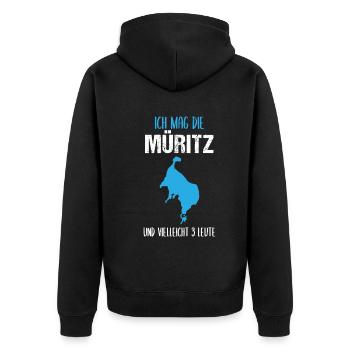 Müritz & 3 Freunde - Mehr braucht's nicht! - Unisex Premium Bio Zip Hoodie - Schwarz - Hinten - Nico (187cm)