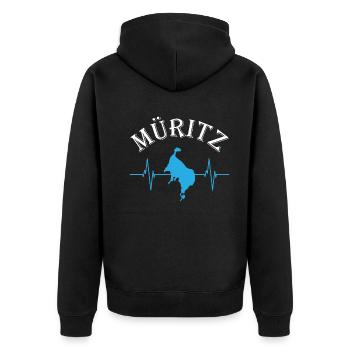 Le lac de Müritz au cœur - Expérience de la nature palpitante - Veste à capuche bio Premium Unisexe - noir - Dos - Nico (187cm)
