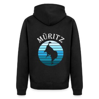 Müritzsee Kontur - Experience pure nature - Unisex Premium Organic Zip Hoodie - black - Back - Nico (187cm)