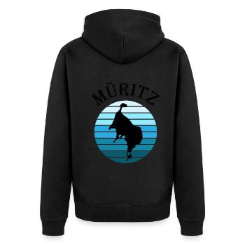 Müritzsee Kontur - Experience pure nature - Unisex Premium Organic Zip Hoodie - black - Back - Nico (187cm)