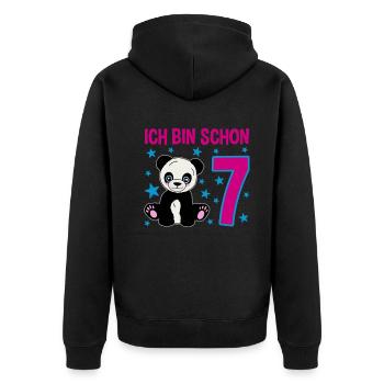 Sieben Jahre Panda-Feier - Unisex Premium Bio Zip Hoodie - Schwarz - Hinten - Nico (187cm)
